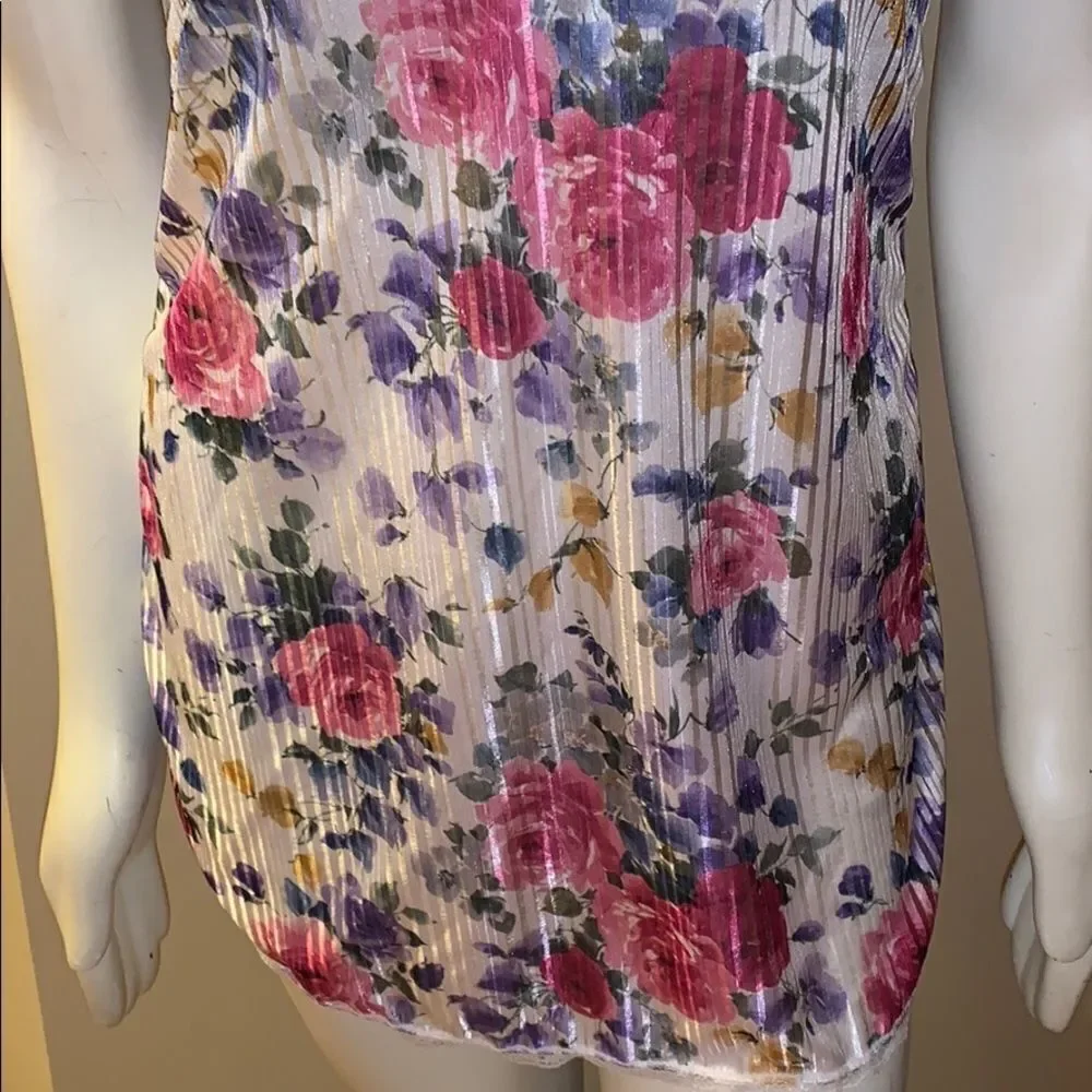 Large‎ Floral Print satin lace slip dress. Size small